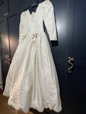 Wedding Dress Gown Pronuptia De Paris Size 14 16 18 Vintage Bridal Headpiece 80s
