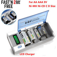FAST INTELLIGENT SMART Charger for 9V AA/AAA C D Rechargeable Batteries