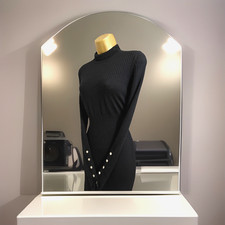 KAREN MILLEN BLACK WOOL BODYCON KNIT DRESS  (KM 4) UK 14 (US 10) EUR 42