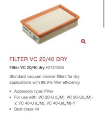 Genuine Hilti VC20/40 VC150 Vac Filter #2121386