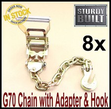 GRIPON 8x Chain Ratchet Hook Tie Down G70 Flatbed Tow Truck Wrecker Trailer