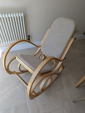 New Padded Seat Bentwood Thonet Rocking Chair Oak Colour Varnish Slight Damage