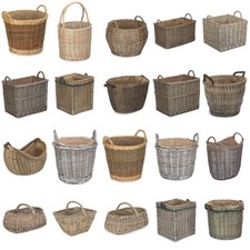 Wicker Kindling Log Basket Rattan Firewood Fireside Wood Home Indoor Storage