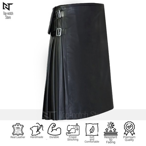 Men genuine cow leather kilt - genuine,