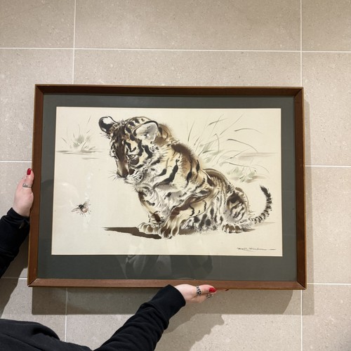 Vintage framed print tiger cub - tiger,