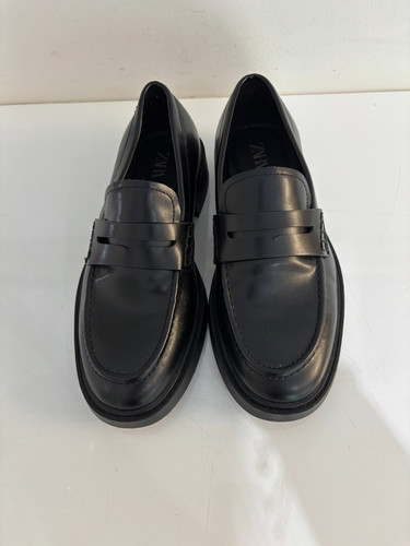 Zara women black leather - black,