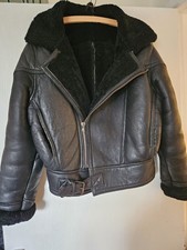LEATHER SHEEPSKIN Shearling Flying Pilot Aviator Bomber Bike B-3 Jacket Coat WW2