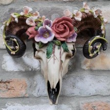 Flower Ram Skull Wall Mount