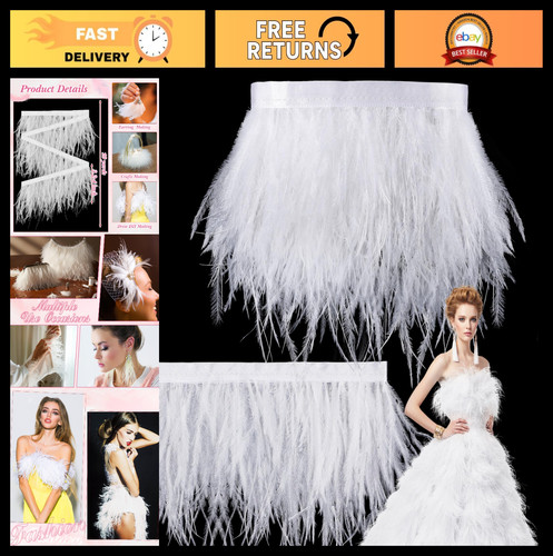 Yards white ostrich feather - yards,
