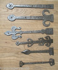 pair of OLD VINTAGE STYLE TUDOR CAST IRON DUMMY HINGE FALSE HINGE FRONTS