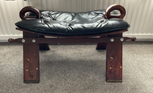 Moroccan camel saddle stool - moroccan,