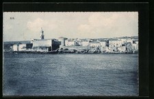 Krk, town view seen from the water, postcard 1928 
