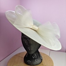 ivory cream large fascinator millinery burlesque headband wedding hat ascot