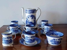 Phoenix Ware Coffee Set Pastoral Blue White 15 Pieces