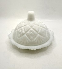 Westmoreland Opalescent Thumbelina Milk Glass Butter Pat Dish With Lid 3.5”x 3”h