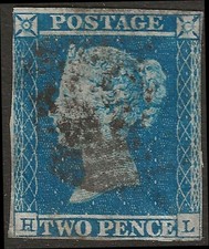 GB QV 1849 Two Penny Blue -