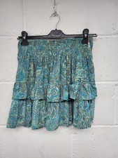 The Ashram Closet Silk Blend Turquoise Floral/Paisley Mini Rara Skirt Size S.PAC