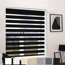 Day and Night Roller Blinds Zebra Effect - Black Grey White Cream