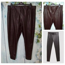 M&S Collection Brown Faux Leather Leggings Size 20 Long High Waist Smart Casual