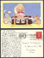MABEL LUCIE ATTWELL 1939 Old Postcard Hopes To Get Together Soon 4587 Avoid Risk