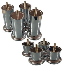 FURNITURE FEET METAL CHROME LEGS FOR SOFAS BEDS CHAIRS STOOLS CABINET GLIDES