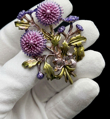 Purple thistle brooch gold - thistle,