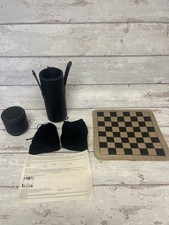 Travel Backgammon Chess Set Leather Effect Faux leather Roll-Up Lightweight 