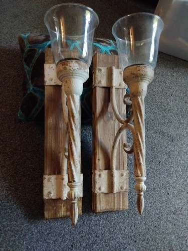 Pair rustic wooden - pair, of