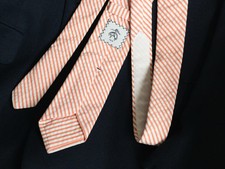 BROOKS BROTHERS x THOM BROWNE Black Fleece Made In USA Seersucker Stripe Tie