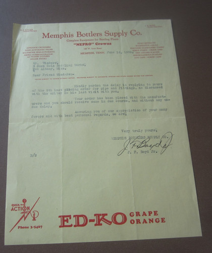 1934 memphis bottlers supply - -,