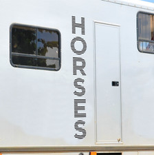x2 HORSES DECALS- Vertical Horse box Trailer Vinyl Lettering Stickers Graphics