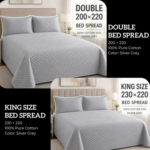 Silver grey bedspread set - bedspread,