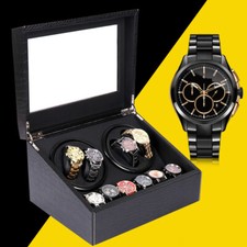 Watch Winder Display Box Automatic Rotation Storage 4+6 Grids Watches Black Gift