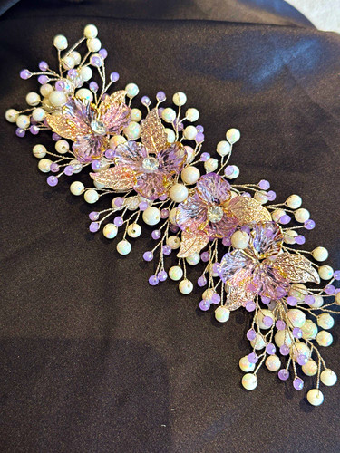 Purple floral pearl crystal - floral,
