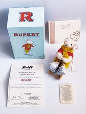 2008 LTD EDT STEIFF CHRISTMAS ORNAMENT BEAR - RUPERT & SLEIGH - BOXED & COMPLETE