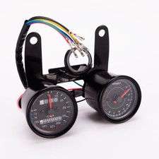 Universal Motorcycle LED Dual Odometer Speedometer Tachometer Speedo Meter