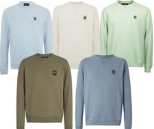 Mens Belstaff Designer Crew Neck Sweatshirt Jumper Phoenix Patch Logo 5 Colours