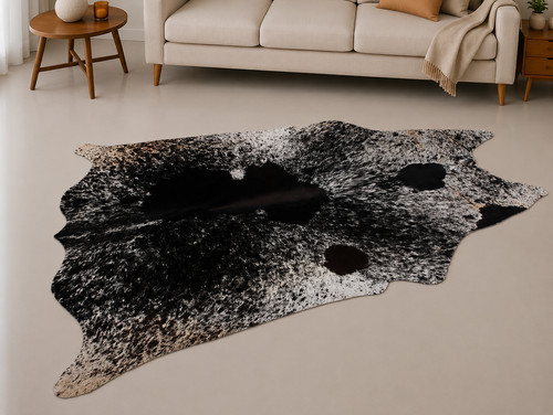 Genuine brown white cowhide - brown,
