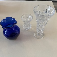 Blue Glass Vase, Small Crystal