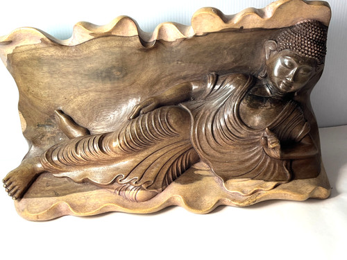 Large reclining wooden - large, buddha