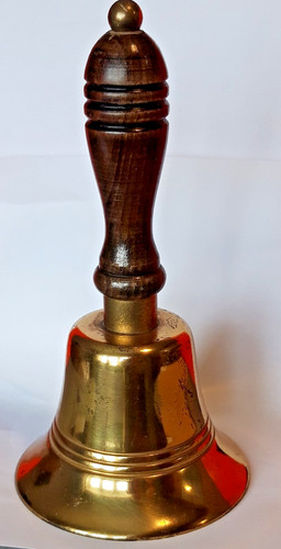 Brass hand school bell - hand,