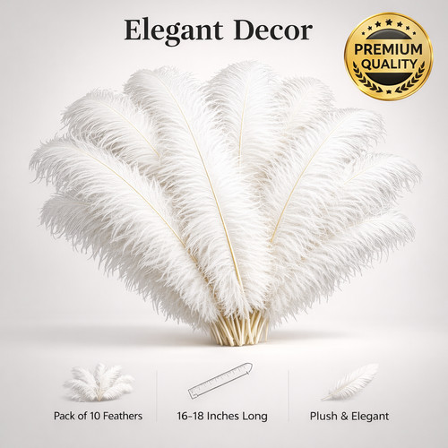 White ostrich feathers pack - white,