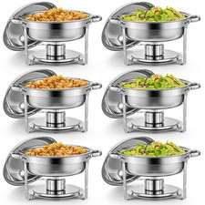 WILPREP 6 Pack 5L Chafer Chafing Dish Set Stainless Steel Bain Marie Food Warmer