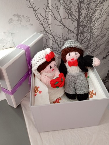 Hand knitted bride and - hand,