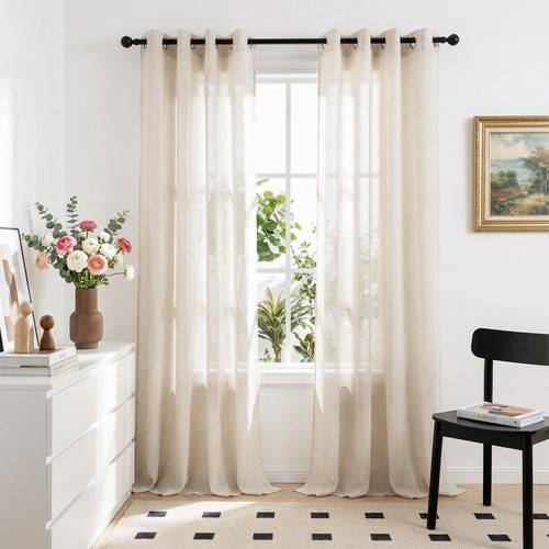 Panels natural linen voile - panels,