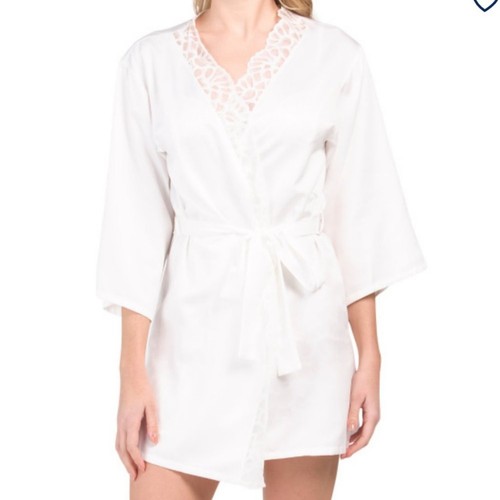 Natori deco lace robe ivory - deco, m