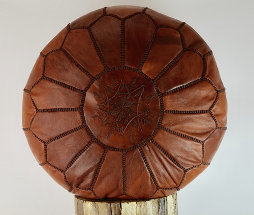 Moroccan leather pouffe - moroccan,