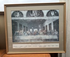 The Last Supper Cenacolo by Leonardo da Vinci. vintage framed print 63 x 52 cm 