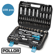 108 Pcs 1/4" & 1/2" Socket Ratchet Set Screwdriver Torx Set with Hard Case