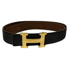 HERMES H Belt - Gold Leather